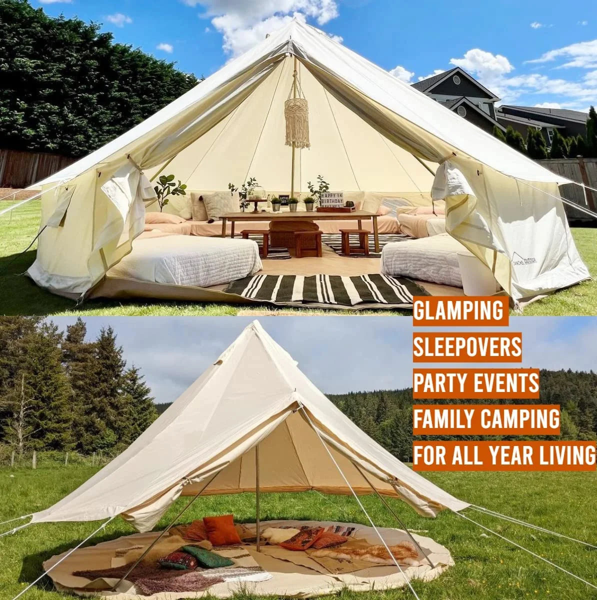9.8ft Waterproof Cotton Canvas Bell Tent M7681
