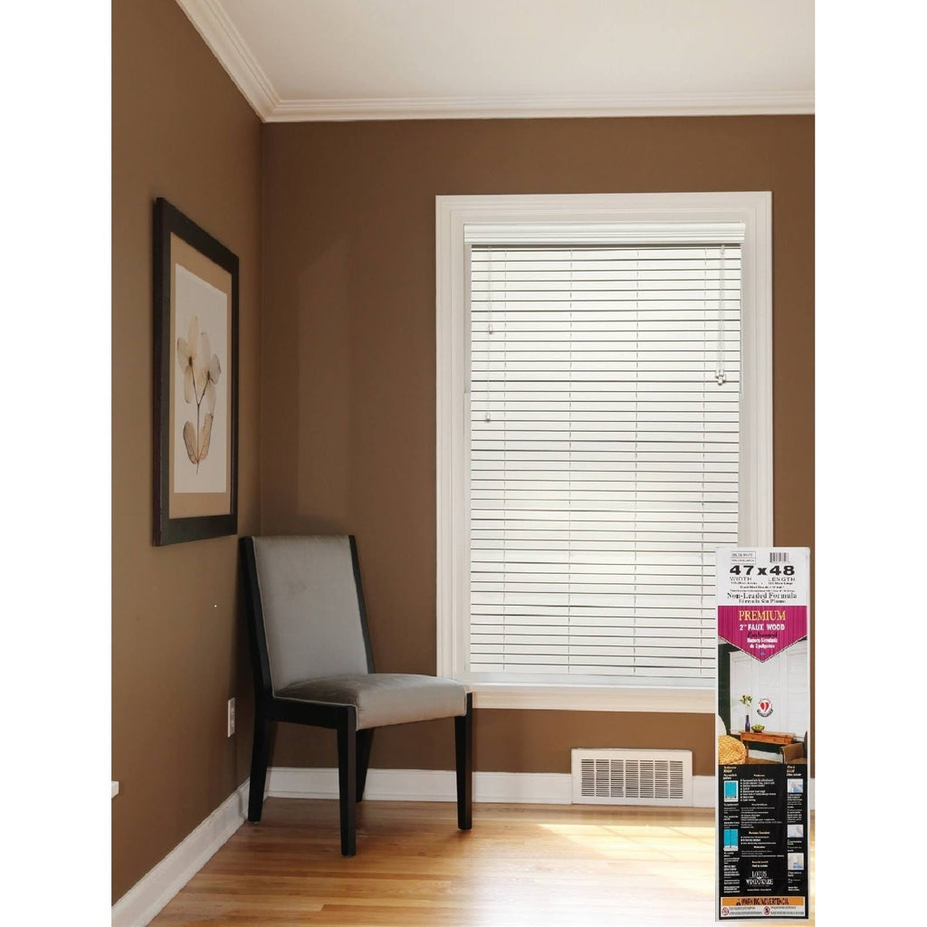 White 2-Inch Faux Wood Blind, 36 by 72-Inch G105960