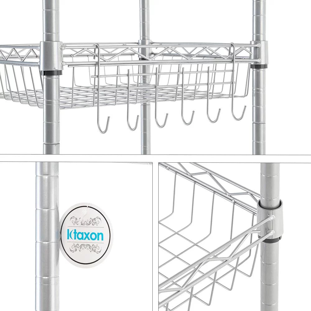 6-Tier Wire Storage Shelves Unit with Side Hooks T1355