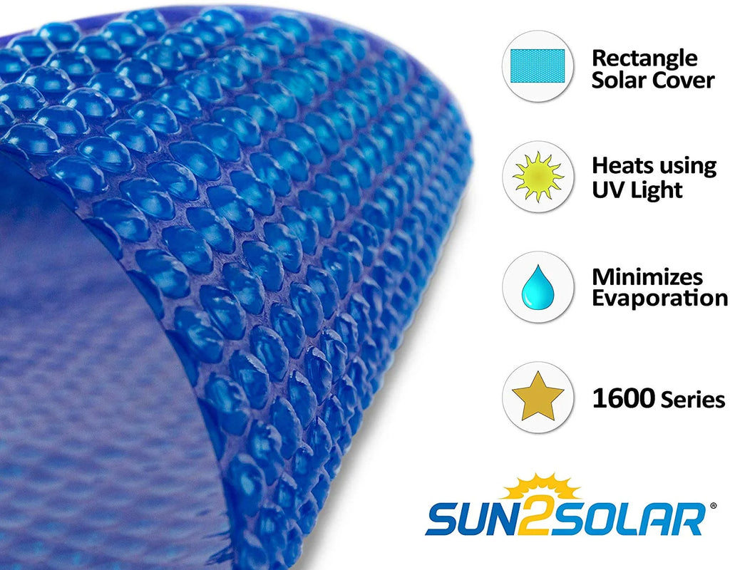 Blue Rectangle Solar Pool Cover with Grommets, 20' x 45' B345