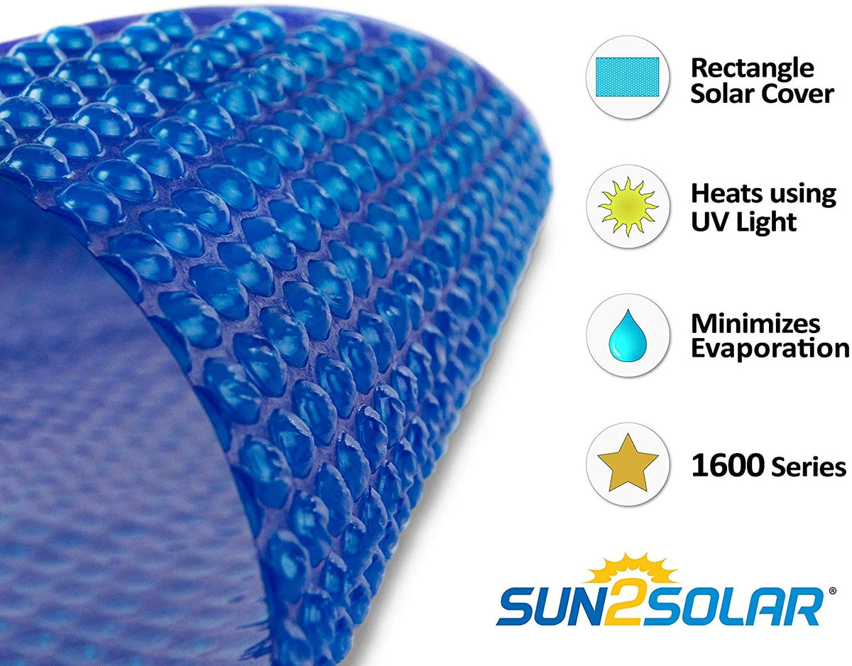 Blue Rectangle Solar Pool Cover with Grommets, 20' x 45' B345