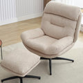 Beige Chenille Swivel Accent Chair with Ottoman Q731