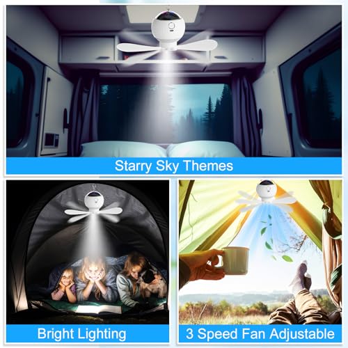 2 Sets Rechargeable Ceiling Fan with LED Lantern U131713