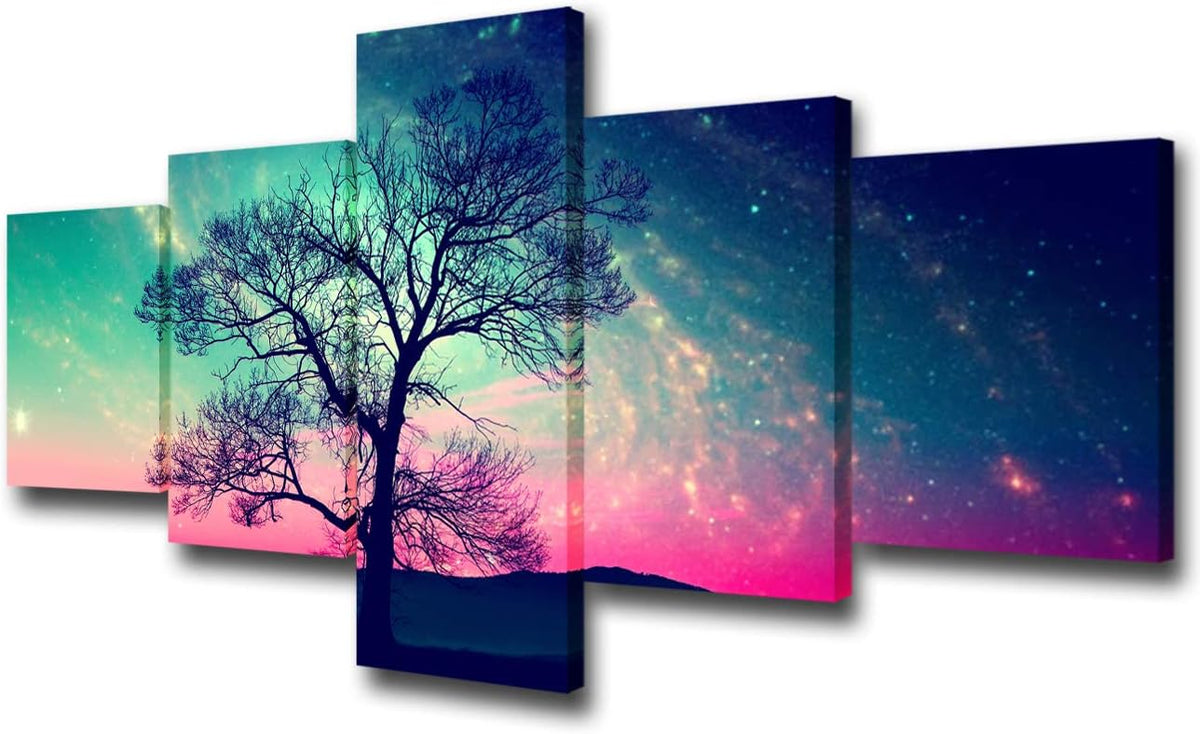5 Panels Black and White Canvas Prints Wall Art S77507