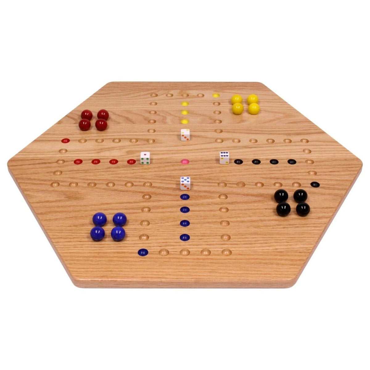 Large 24" Wooden Hand-Painted Aggravation Board Game with XLarge 22mm Marbles and Dice Z496616
