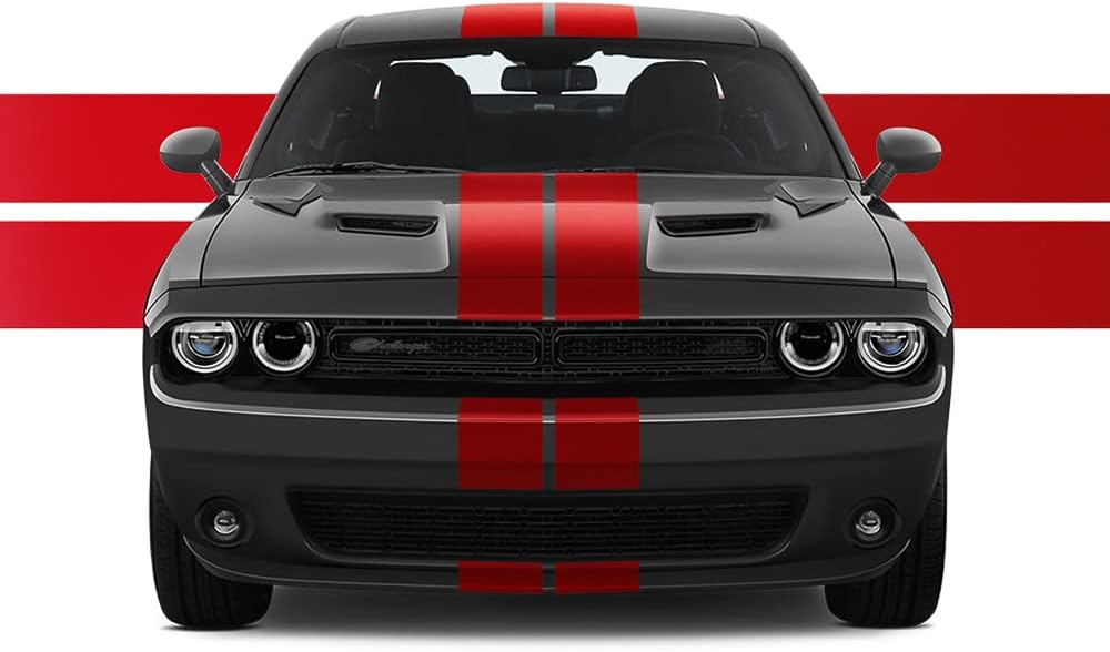 Dual 8" Racing Stripes for Dodge Challenger 2008 to 2019 Pack of 2 W50655
