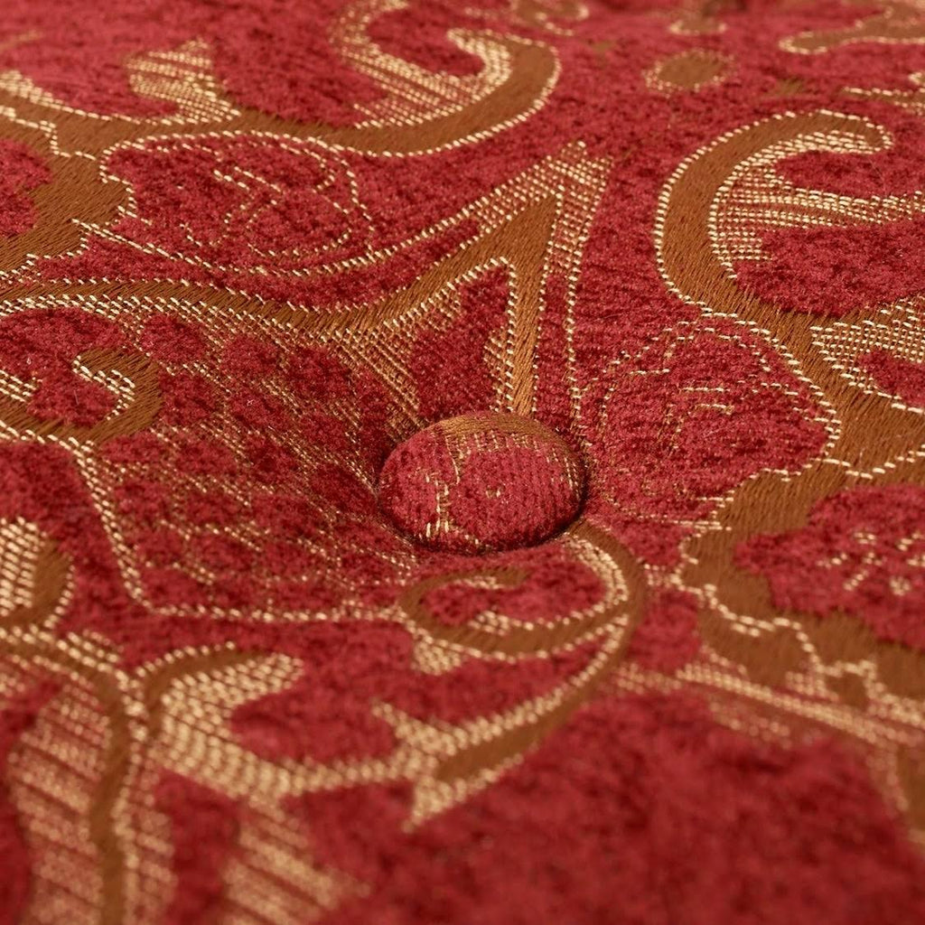 Red & Gold Jacquard Round Ottoman Footstool A446353