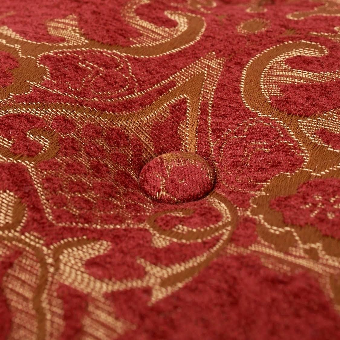 Red & Gold Jacquard Round Ottoman Footstool A446353