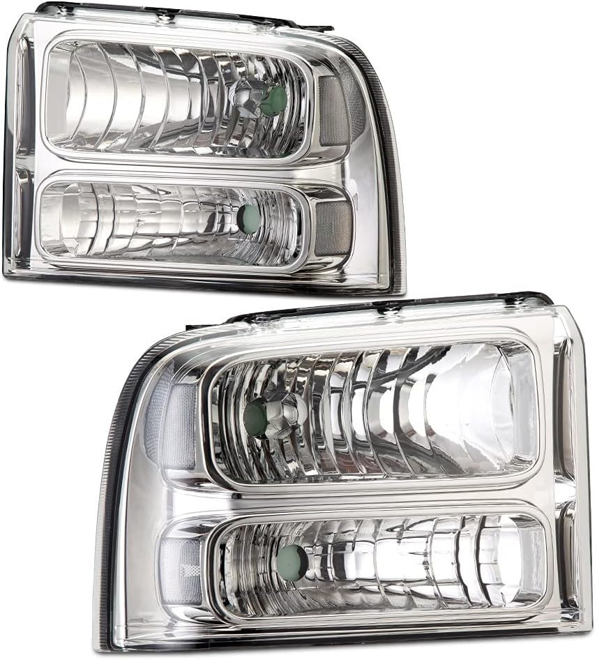 Clear Lens Black Housing Amber Reflector Headlights for Ford Super Duty D15411