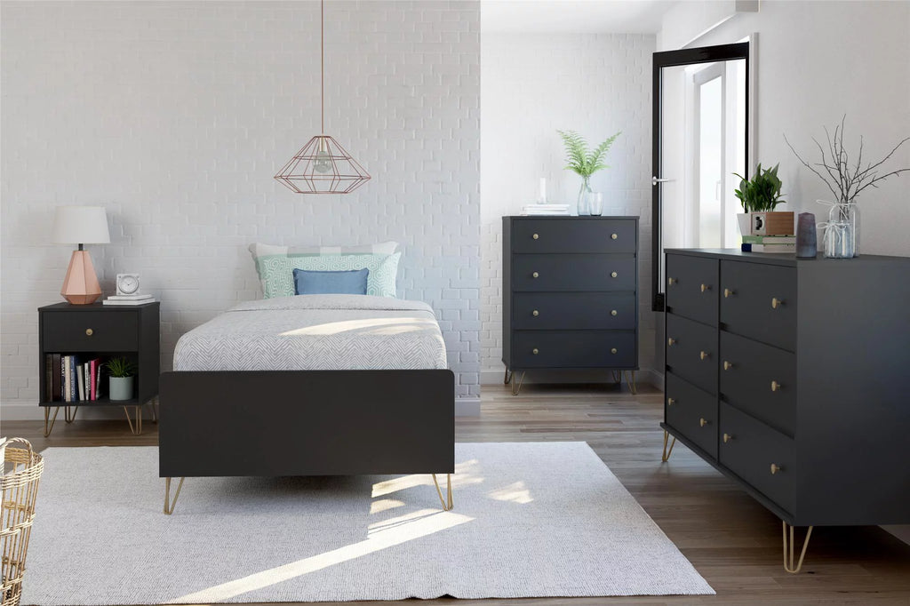 Black 4 Drawer Dresser U8175