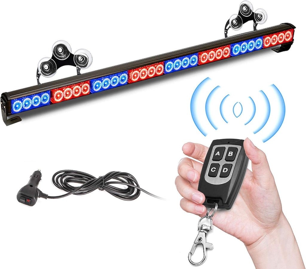 32 LED 35.5" Amber White Hazard Warning Strobe Light Bar Pack of 2 I61204