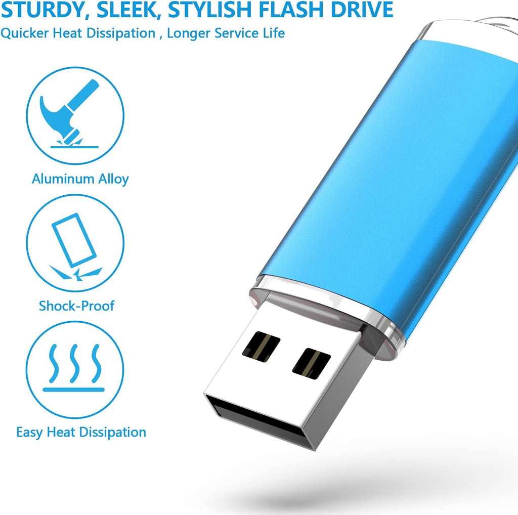 Blue USB 2.0 Flash Drive 8GB 10 Pack I83105