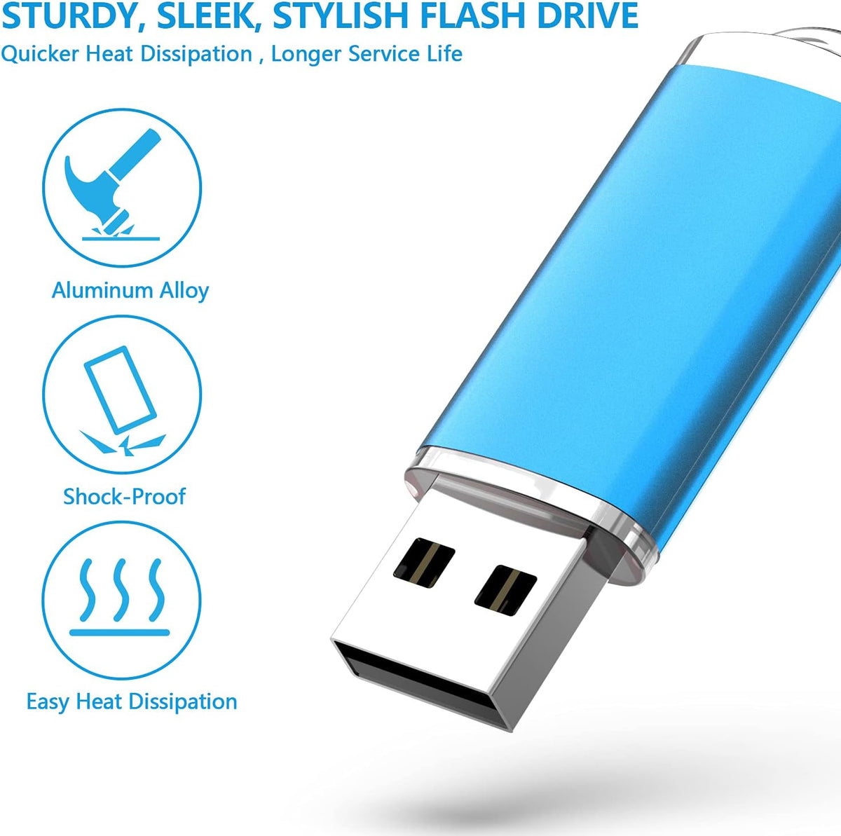 Blue USB 2.0 Flash Drive 8GB 10 Pack I83105
