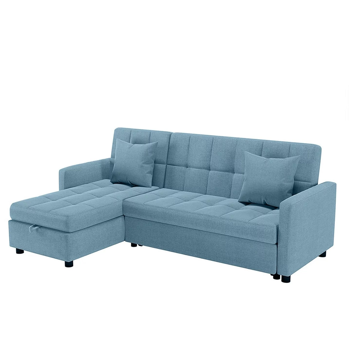 Reversible Sleeper Sectional Sofa with Storage Chaise Light Grey T9893