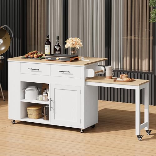 Kitchen Island Cart with Drawers and Power Outlet K519319