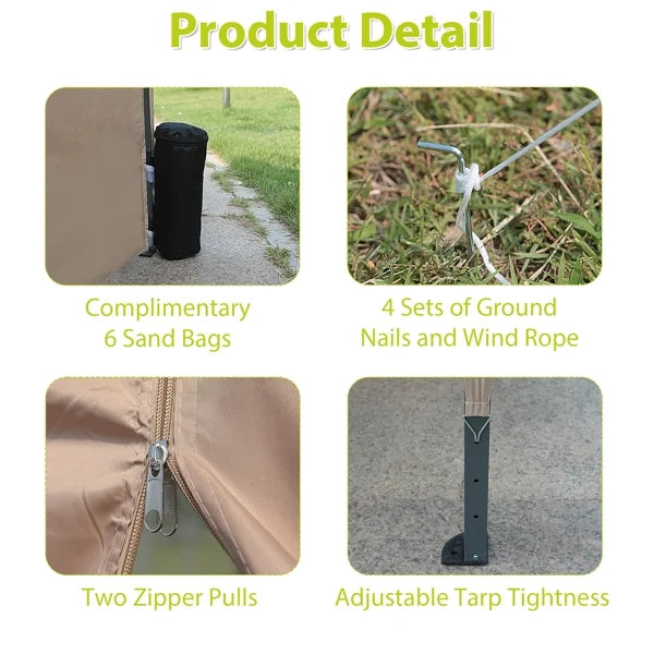 Beige 10 x 20 ft Pop Up Canopy Tent with 6 Removable Sidewalls & Carry Bag K593