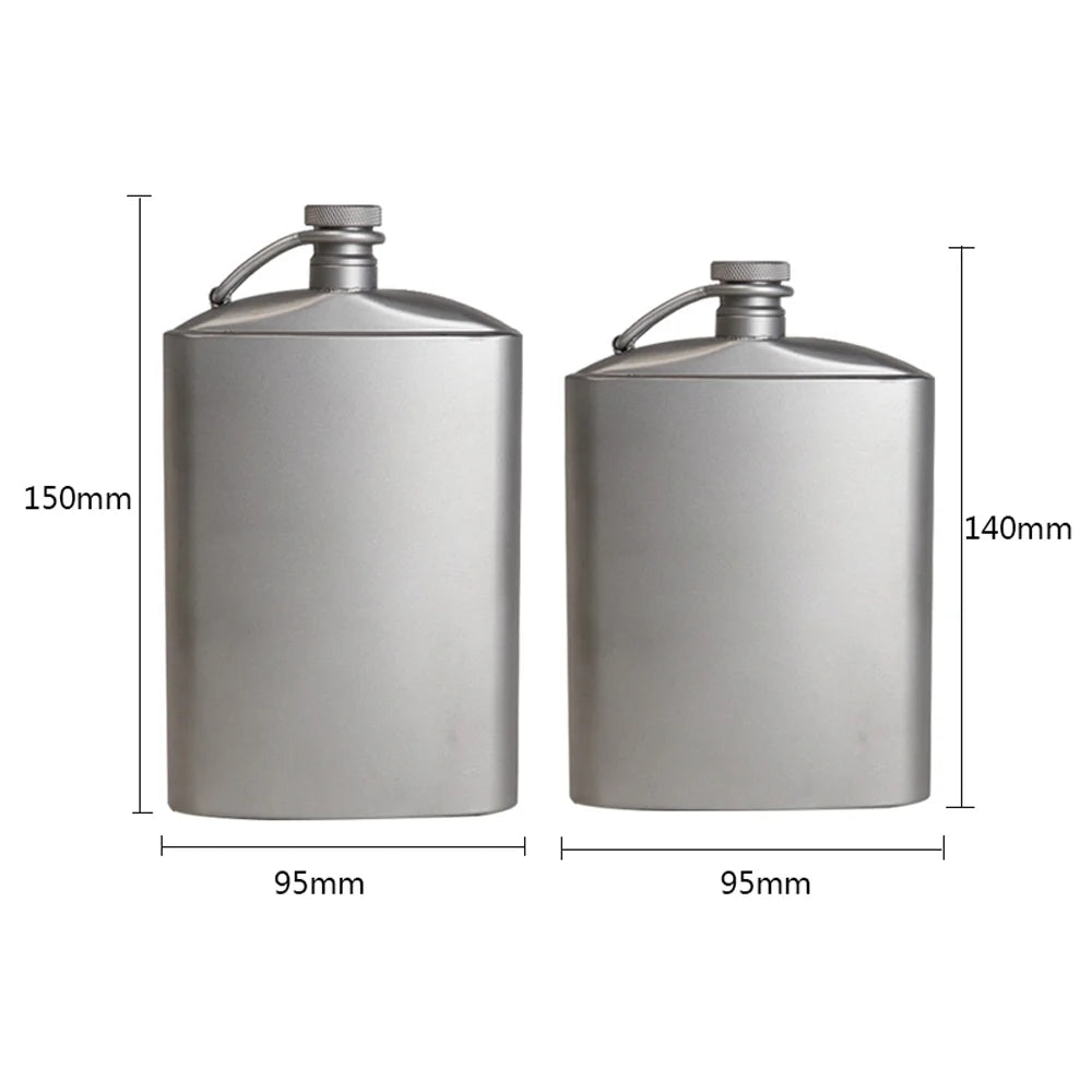 Titanium Flask Hip Flagon with Screw Clip Ultralight Hydration Flat Bottle with Ti Funnel T216462