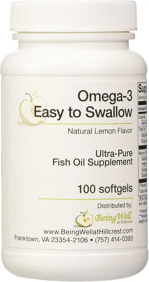 Fish Oil Supplement Natural Lemon Flavor 100 Softgels K12251