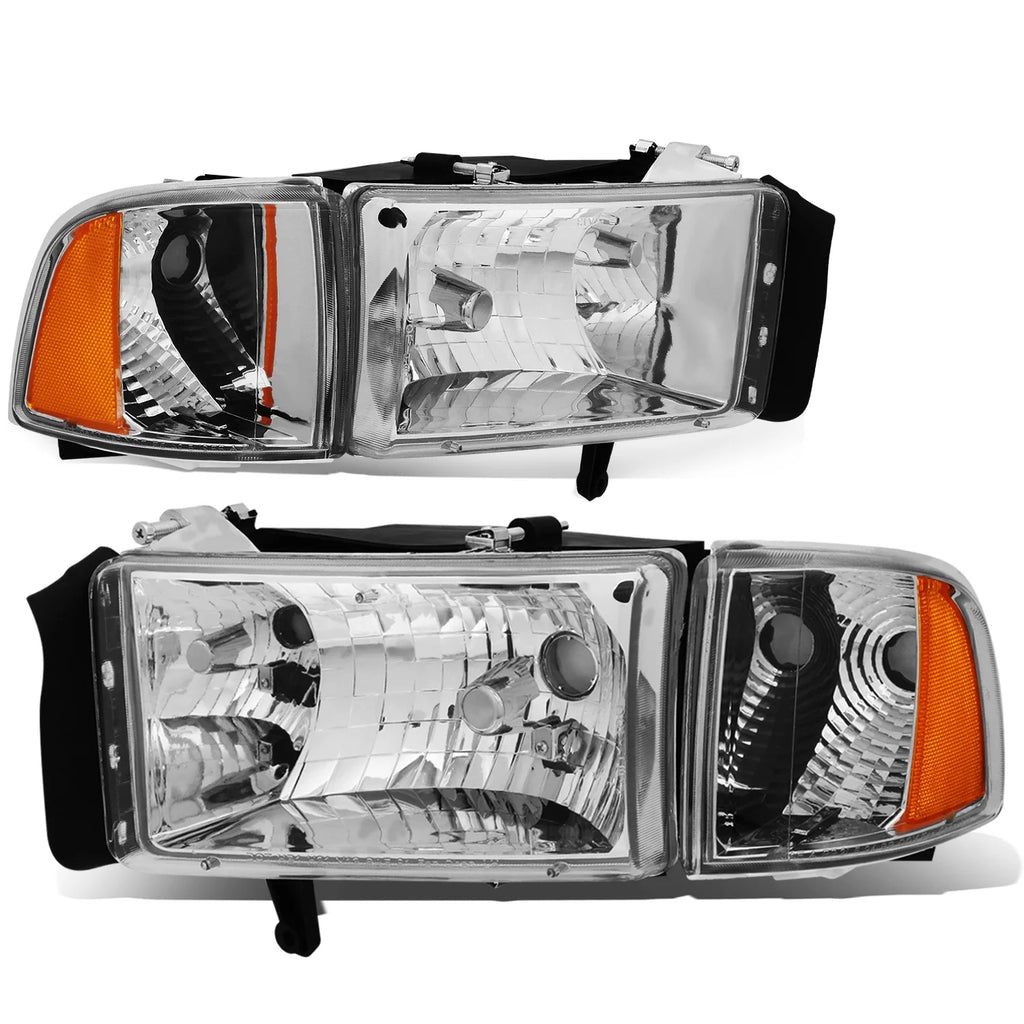 Chrome Housing Amber Headlight and Corner Lamp for Dodge Ram Truck P7686