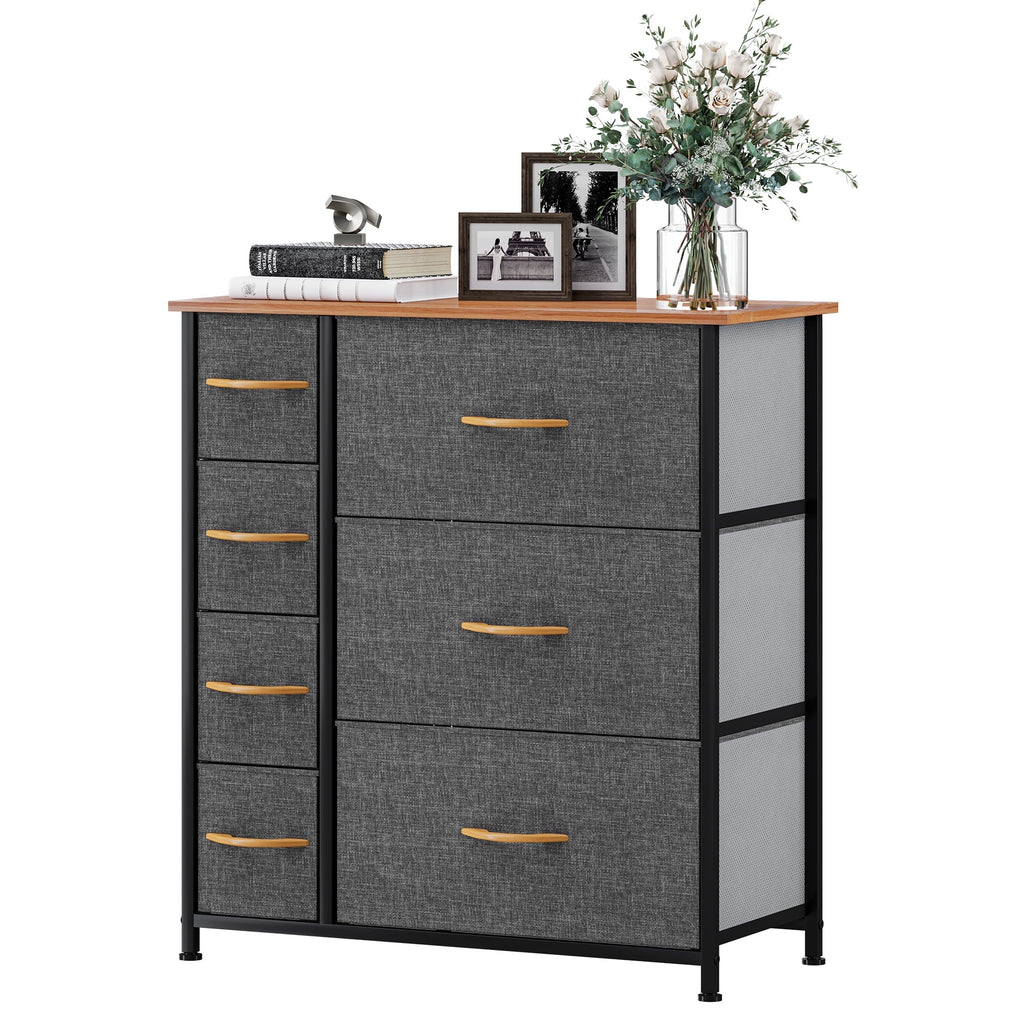 Gray Metal Fabric Wood Drawer Chests V7189