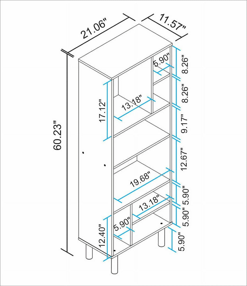 White 8 Shelf Engineered Wood Bookcase E8965