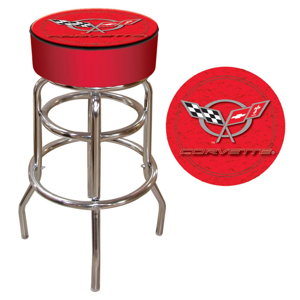 Red Padded Swivel Bar Stool D473762