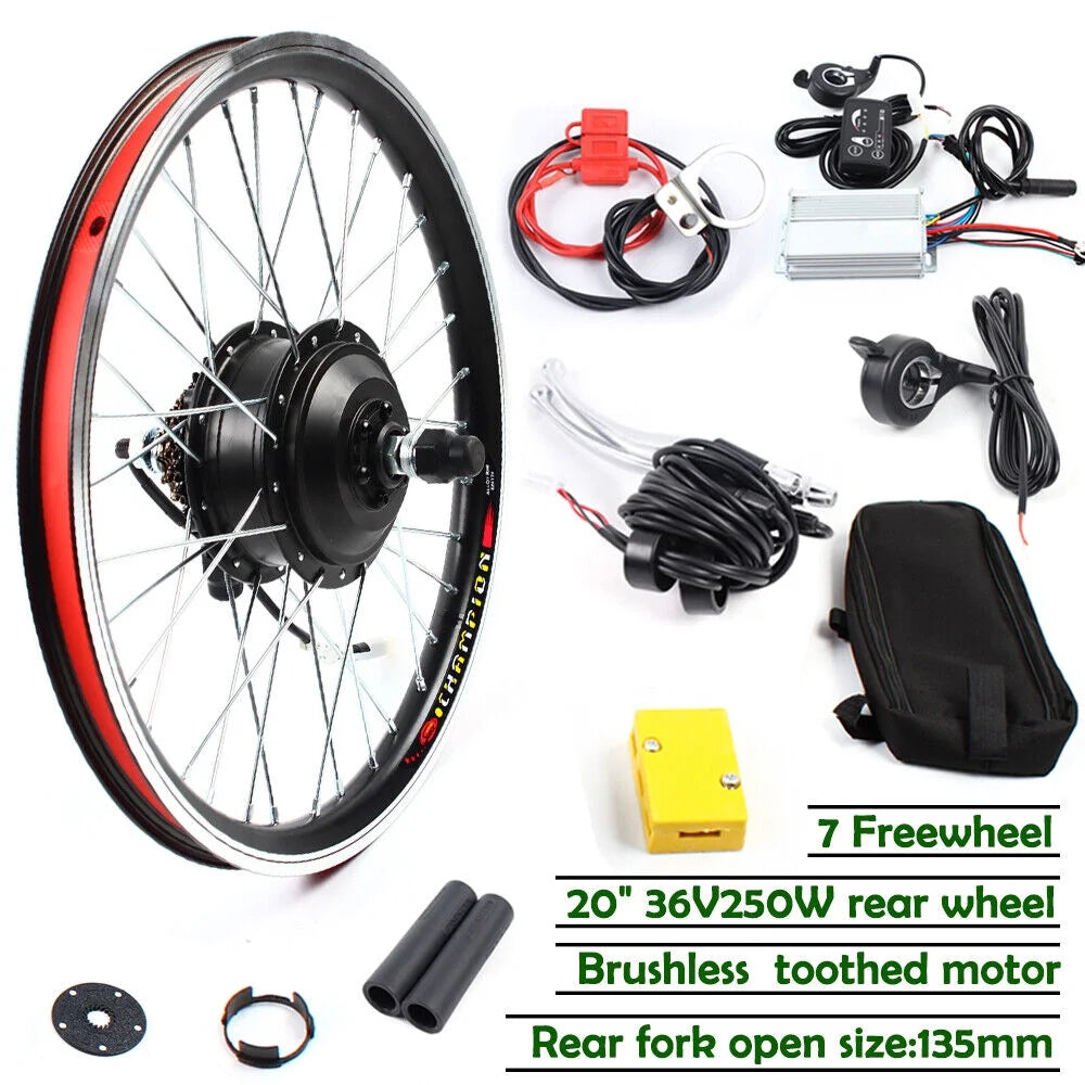20'' 36V 250W E-Bike Rear Wheel Motor Conversion Kit D5630