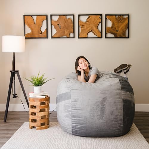 Medium Foam Filled Bean Bag Chair with Removable Cover, Collegiate Green, Durable Woven Polyester, 3 feet O881
