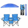 Folding Picnic Chair with Umbrella Mini Table Beverage Holder X549