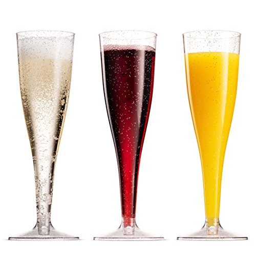 50 Pack 5 Oz Gold Rimmed Clear Plastic Champagne Flutes Z970597
