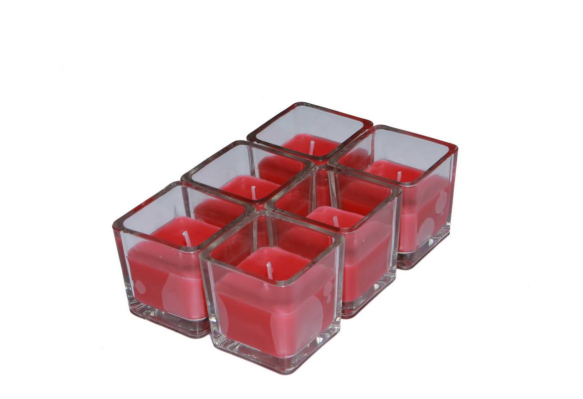 Red Square Glass Votive Candle X25350