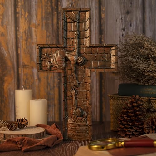 14 Inch Wooden Wall Cross with Hook O460565