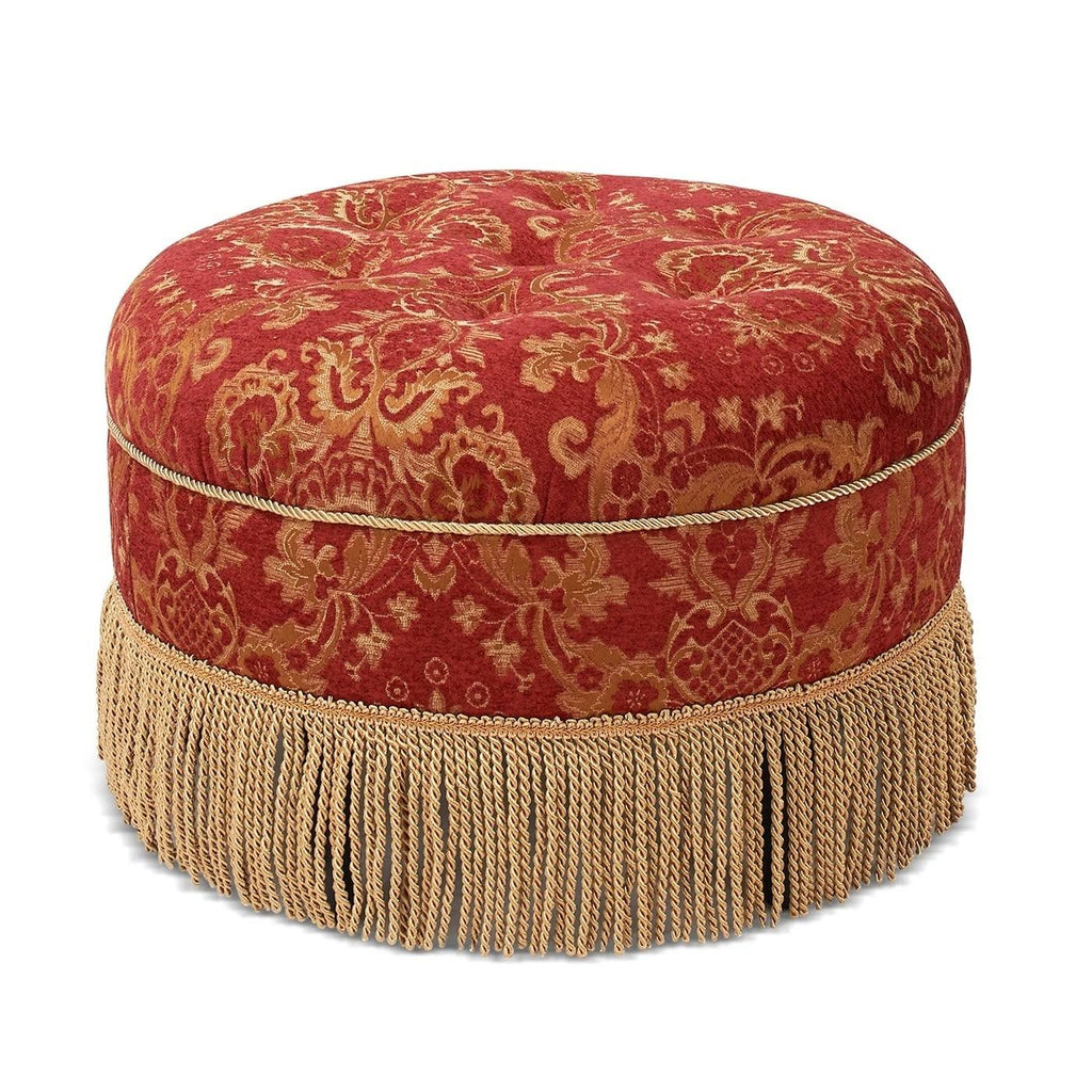 Red & Gold Jacquard Round Ottoman Footstool A446353