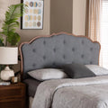 Grey Fabric and Walnut Brown Wood King Size Headboard X17701