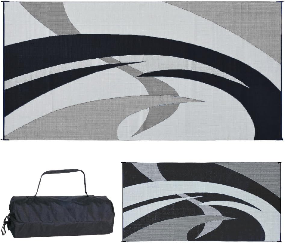 Reversible Outdoor Camping Mat, Brown/Beige, 9-Feet x 12-Feet Q12716