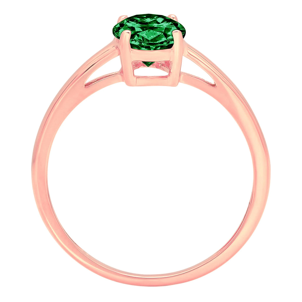 Oval Cut Green Simulated Emerald Solitaire Ring R9074