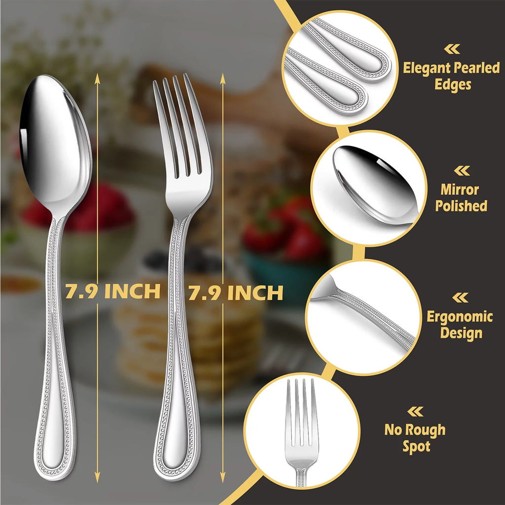 24-Piece Stainless Steel Fork and Spoon Set T78009