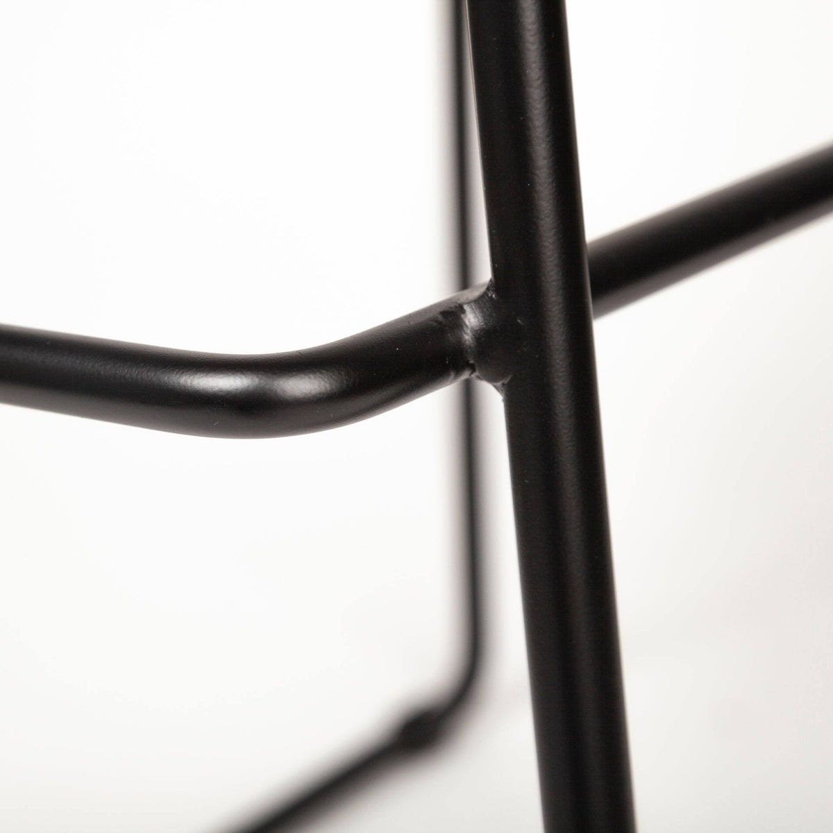 Brown Leather Seat Black Metal Frame Stool S660408
