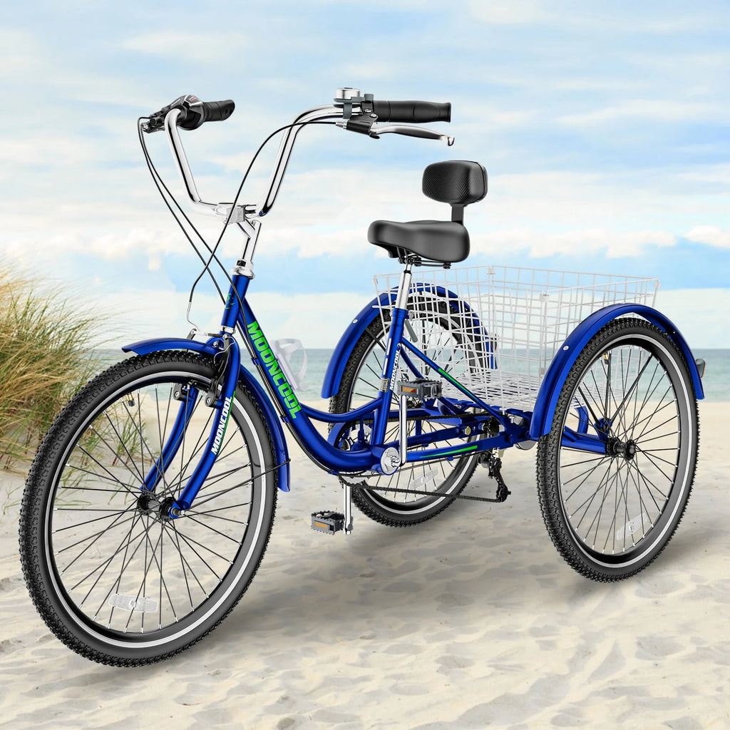 7 Speed 24inch Adult Tricycles with Shopping Basket G122019