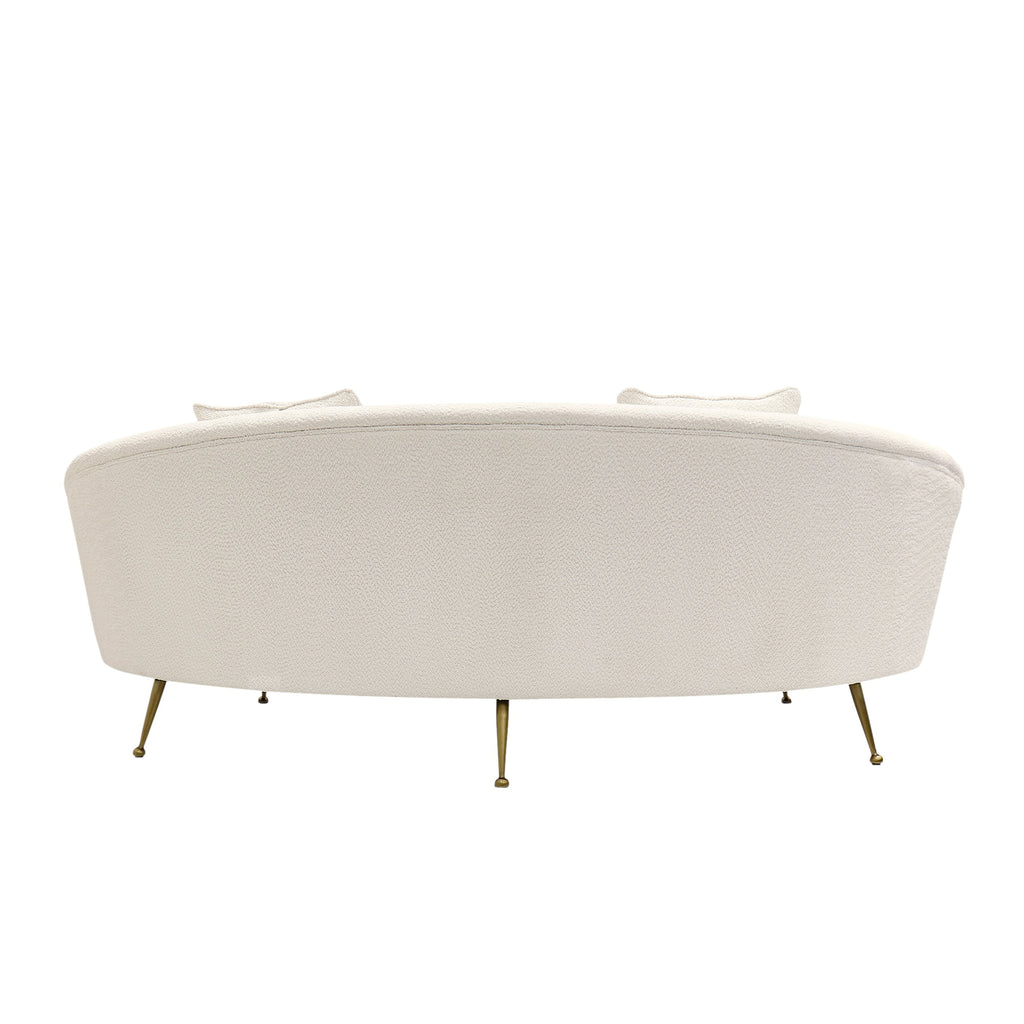 Ivory Textured Fabric Curved Sofa T193318