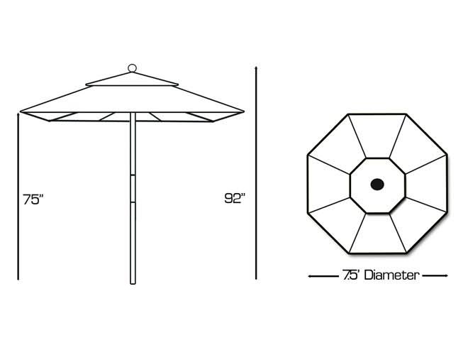 7.5 ft. Dark Wood Cafe Jockey Red Sunbrella Umbrella V402