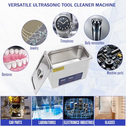 Heated Ultrasonic Parts Cleaner 3L Industrial with Digital Timer, 110V T6478