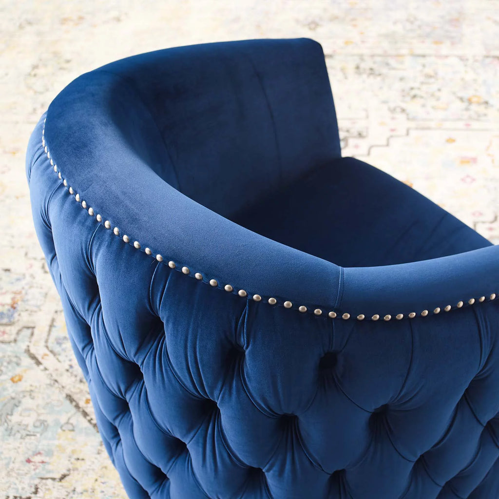 Navy Blue Velvet Accent Armchair B5053
