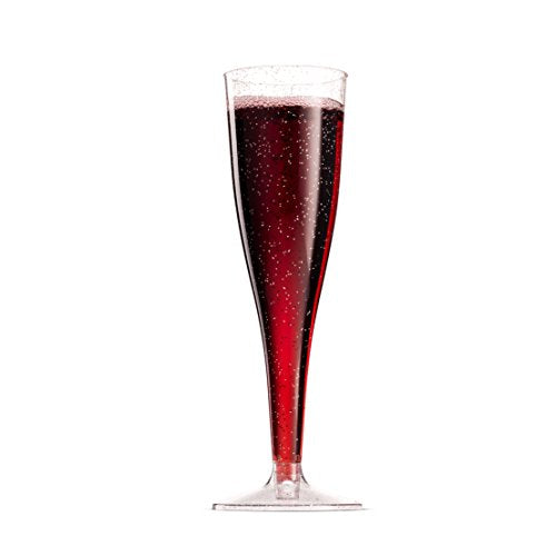 50 Pack 5 Oz Gold Rimmed Clear Plastic Champagne Flutes Z970597