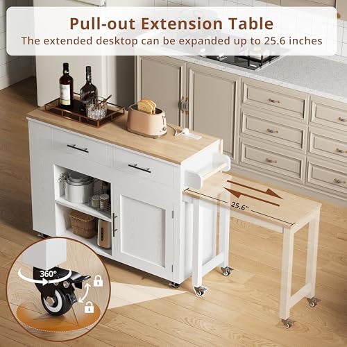 Kitchen Island Cart with Drawers and Power Outlet K519319