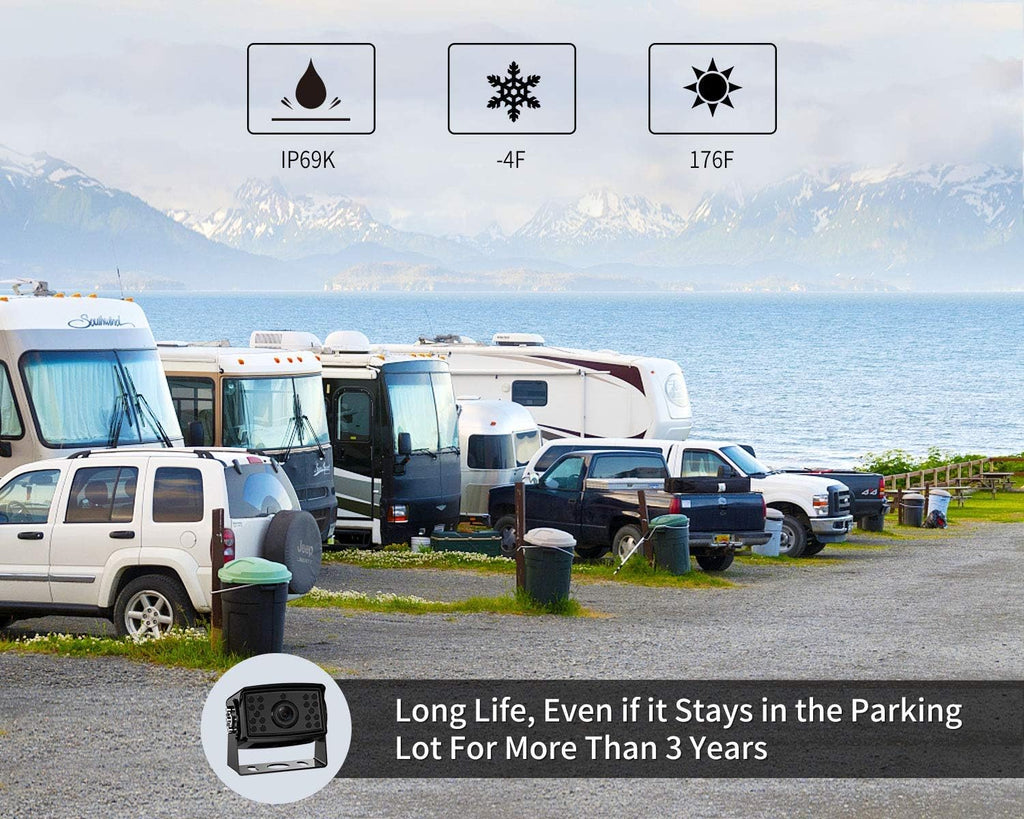 HD Backup Camera System Kit, 7" 1080P Reversing Monitor, IP69 Waterproof Rear View Camera J97838