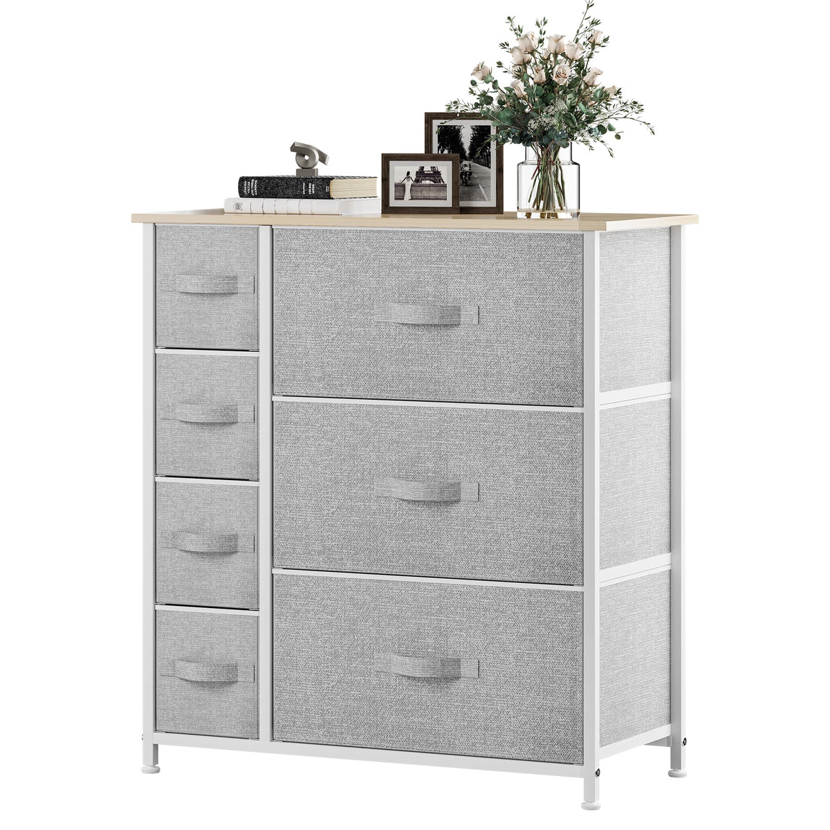 Gray Metal Fabric Wood Drawer Chests V7189