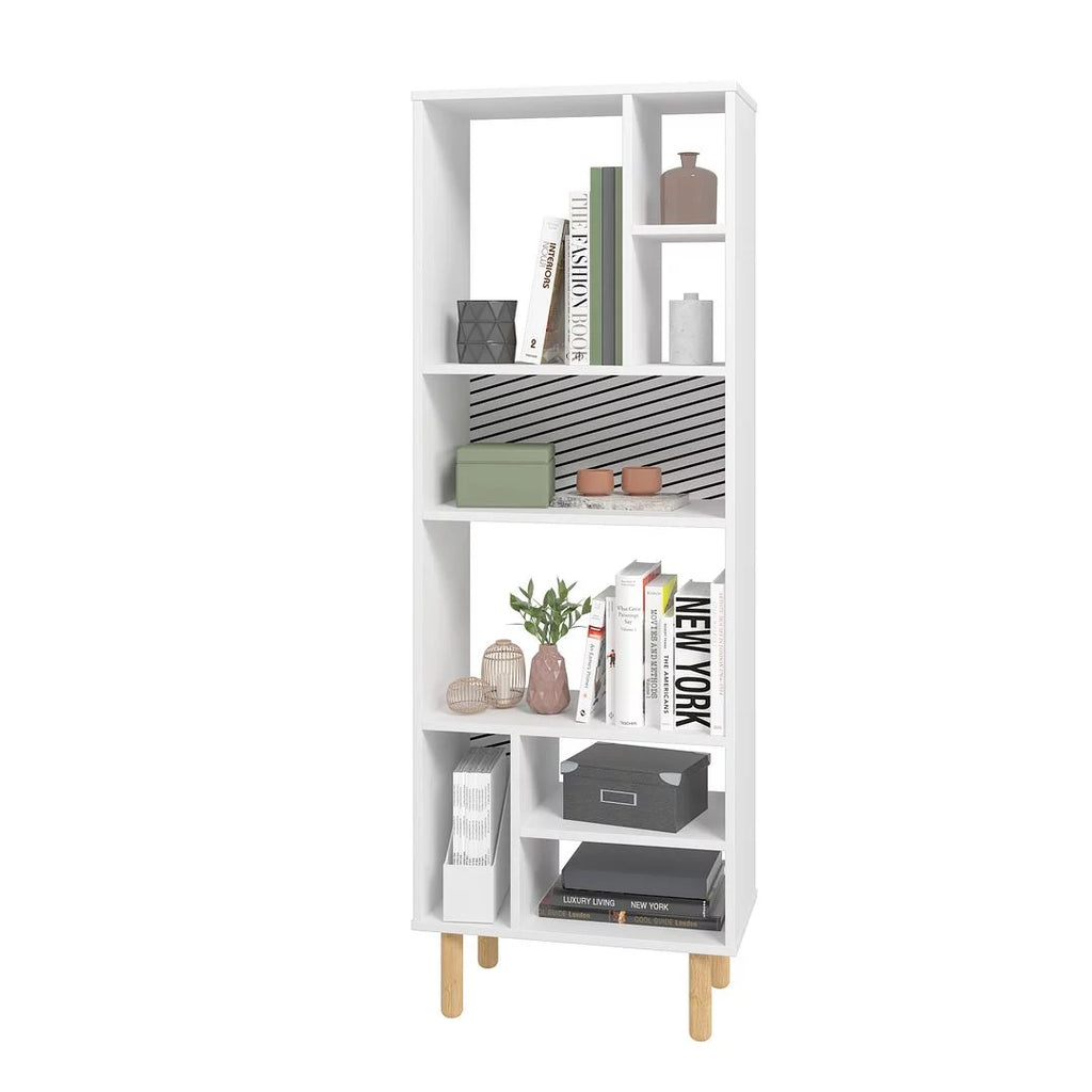 White 8 Shelf Engineered Wood Bookcase E8965