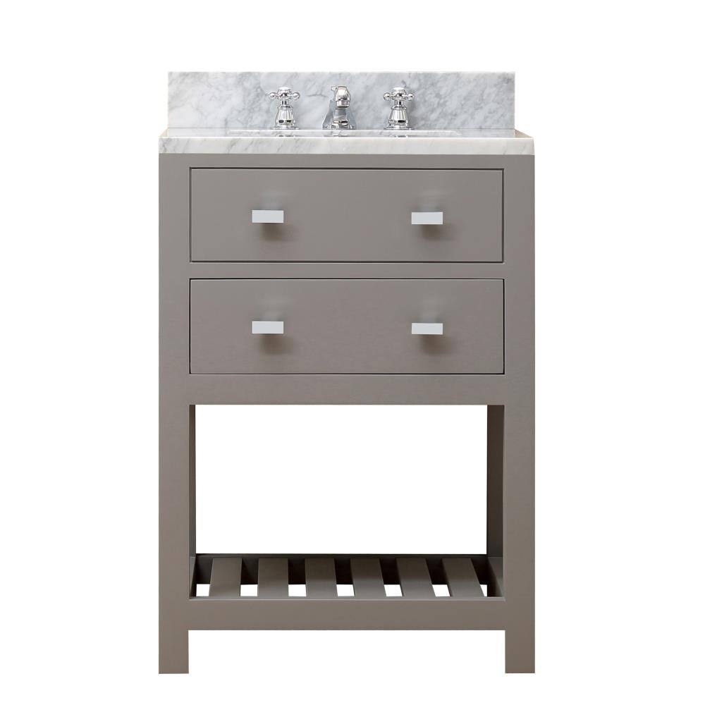 Cashmere Grey Undermount Single Sink Bathroom Vanity with Carrara White Natural Marble Top J657