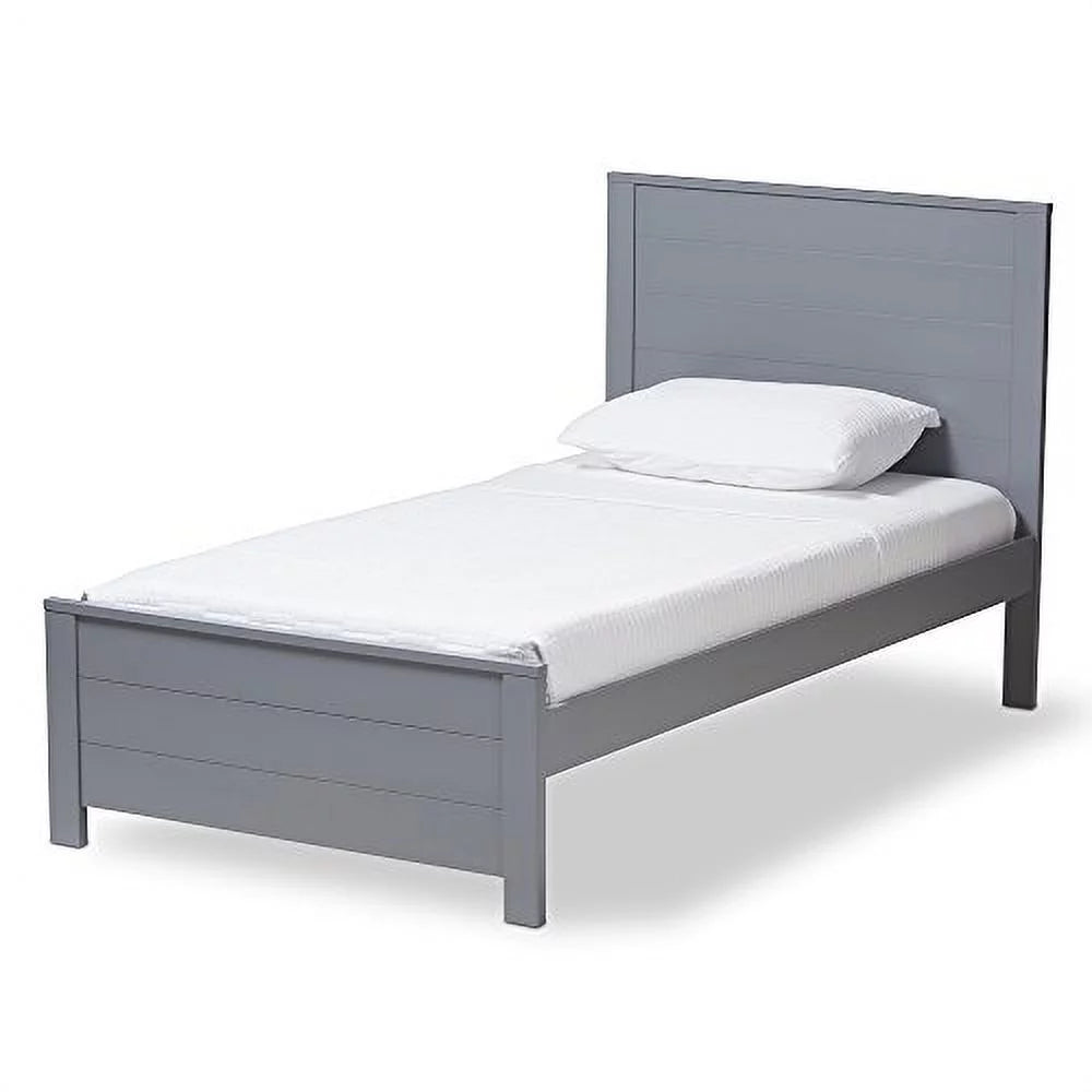Grey-Finished Wood Twin Platform Bed K4154